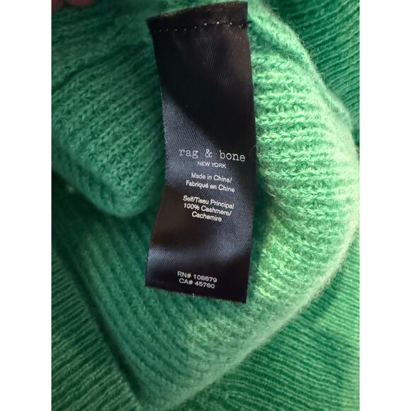 Rag & Bone Waffle Knit Cashmere Crewneck Sweater Grass Green S - Picture 7 of 8